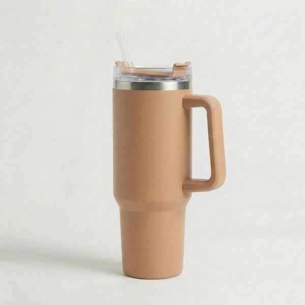 Gourde-Isotherme-1.2L-Caramel-avec- Paille-et-Poignée–Thermos-Inox-XXL