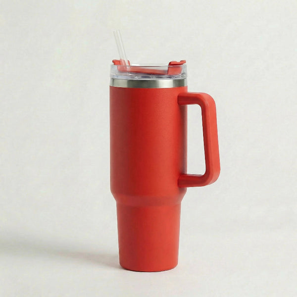 Gourde-Isotherme-1.2L-Rouge-avec- Paille-et-Poignée–Thermos-Inox-XXL