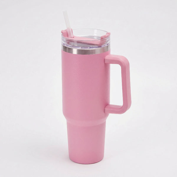 Gourde-Isotherme-1.2L-Rose-avec- Paille-et-Poignée-Thermos-Inox-XXL-2