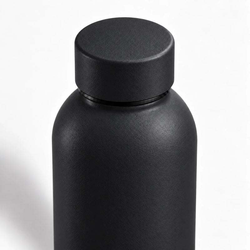 Gourde Isotherme 500ml Noir Acier Inoxydable Double Paroi — Récipient Nomade
