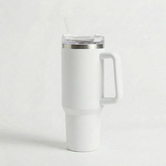 Gourde-Isotherme-1.2L-Blanc-avec- Paille-et-Poignée–Thermos-Inox-XXL