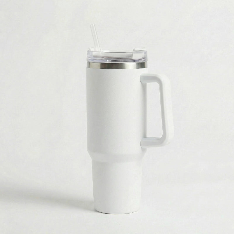 Gourde-Isotherme-1.2L-Blanc-avec- Paille-et-Poignée–Thermos-Inox-XXL