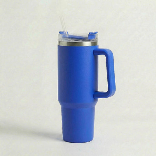 Gourde-Isotherme-1.2L-Bleu-Saphir- avec-Paille-et-Poignée–Thermos-Inox XXL