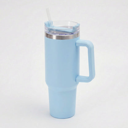 Gourde Isotherme 1,2L Bleu Ciel avec Paille et Poignée — Thermos Inox XXL