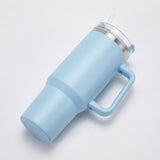 Gourde Isotherme 1,2L Bleu Ciel avec Paille et Poignée — Thermos Inox XXL
