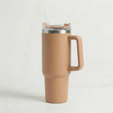 Gourde-Isotherme-1.2L-Caramel-avec- Paille-et-Poignée–Thermos-Inox-XXL