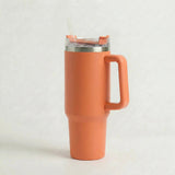 Gourde Isotherme 1,2L Orange avec Paille et Poignée — Thermos Inox XXL