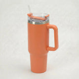 Gourde Isotherme 1,2L Orange avec Paille et Poignée — Thermos Inox XXL