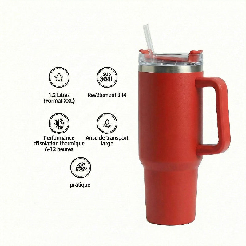  Gourde-Isotherme-1.2L-Rouge-avec- Paille-et-Poignée–Thermos-Inox-XXL-4