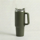 Gourde-Isotherme-1.2L-Vert-Militaire-  avec-Paille-et-Poignée–Thermos-Inox- XXL