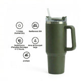 Gourde-Isotherme-1.2L-Vert-Militaire-  avec-Paille-et-Poignée–Thermos-Inox- XXL-4