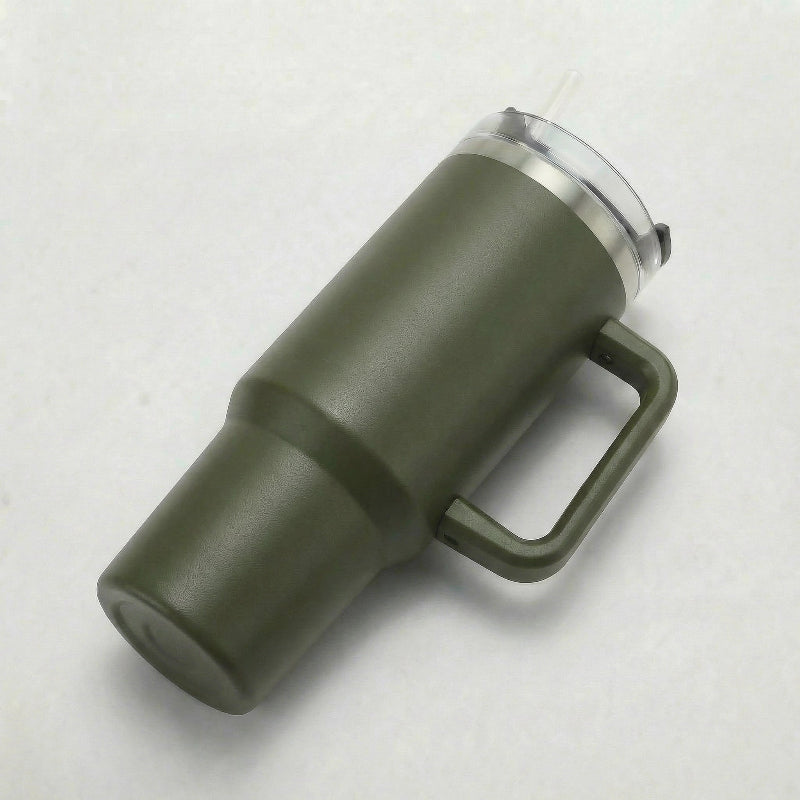 Gourde-Isotherme-1.2L-Vert-Militaire-  avec-Paille-et-Poignée–Thermos-Inox- XXL-3