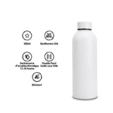 Gourde Isotherme 500ml Blanc Acier Inoxydable Double Paroi — Récipient Nomade
