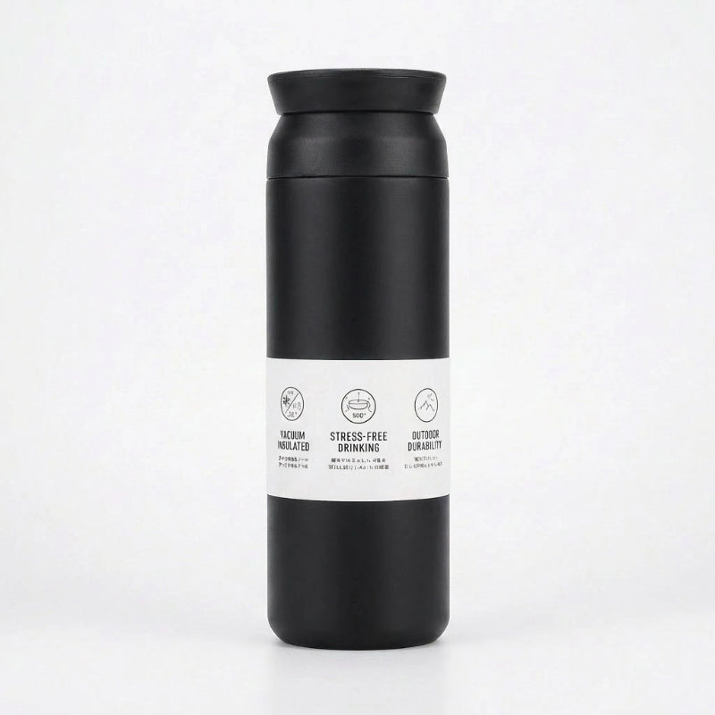 Gourde-Isotherme-350ml-Noir– Thermos-Inox-Contenant-Nomade