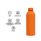 Gourde Isotherme 500ml Orange Acier Inoxydable Double Paroi — Récipient Nomade