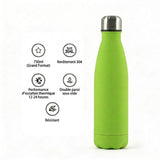 Gourde Isotherme 750ml Vert Sans BPA Double Paroi — Robuste Sport et Outdoor