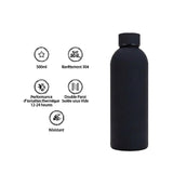 Gourde Isotherme 500ml Noir Acier Inoxydable Double Paroi — Récipient Nomade
