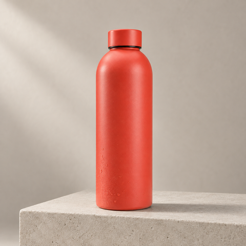 Gourde isotherme 500 ml rouge corail en studio minéral