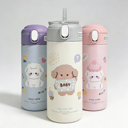 gourde isotherme chien blanc bleu rose 