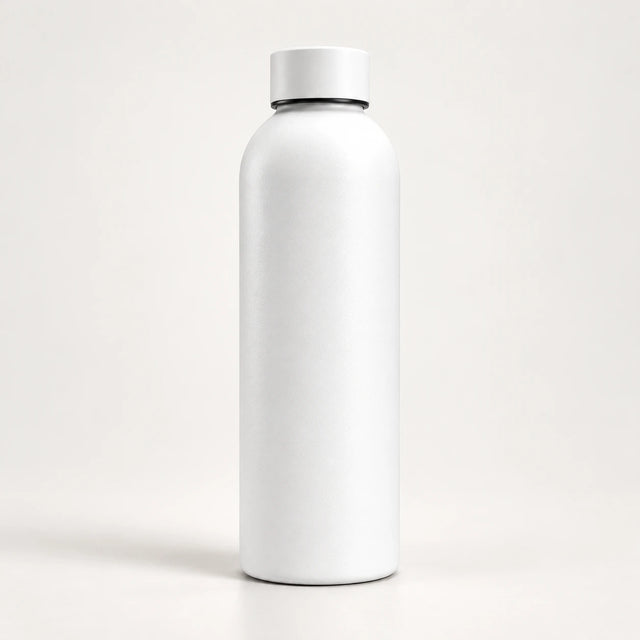 Gourde isotherme blanche 500 ml — Inox double paroi — vue entière de la gourde