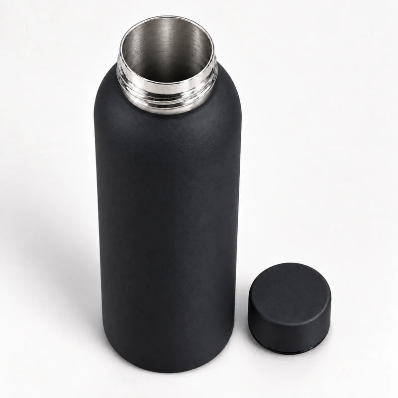 Gourde Isotherme 500ml Noir Acier Inoxydable Double Paroi — Récipient Nomade