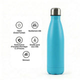 Gourde Isotherme 750ml Bleu Sans BPA Double Paroi — Robuste Sport et Outdoor