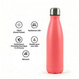 Gourde Isotherme 750ml Rose Sans BPA Double Paroi — Robuste Sport et Outdoor